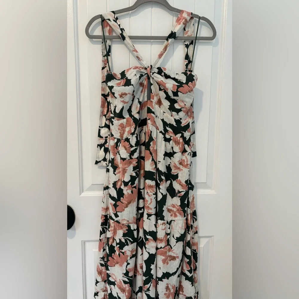 Abercrombie & Fitch Floral Strapless Maxi Dress in Pink and Green